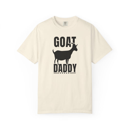 GOAT Daddy funny goat dad graphic tee in Ivory— Comfort Colors garment-dyed Father's Day shirt