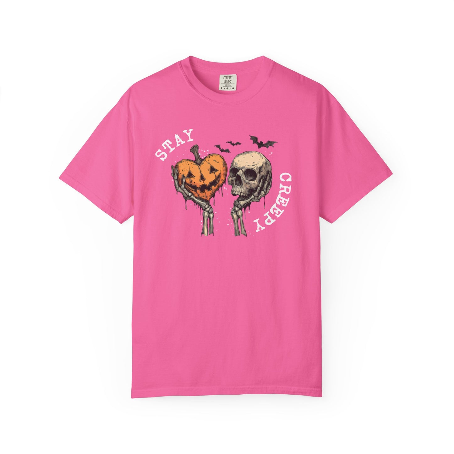 Stay Creepy Skull & Jack-O'-Lantern T-Shirt – Neon Pink
