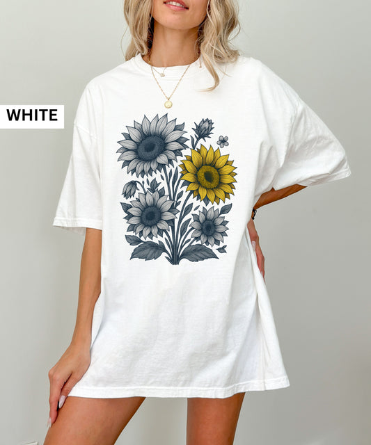 sunflower linocut Comfort Colorsยฎ Shirt