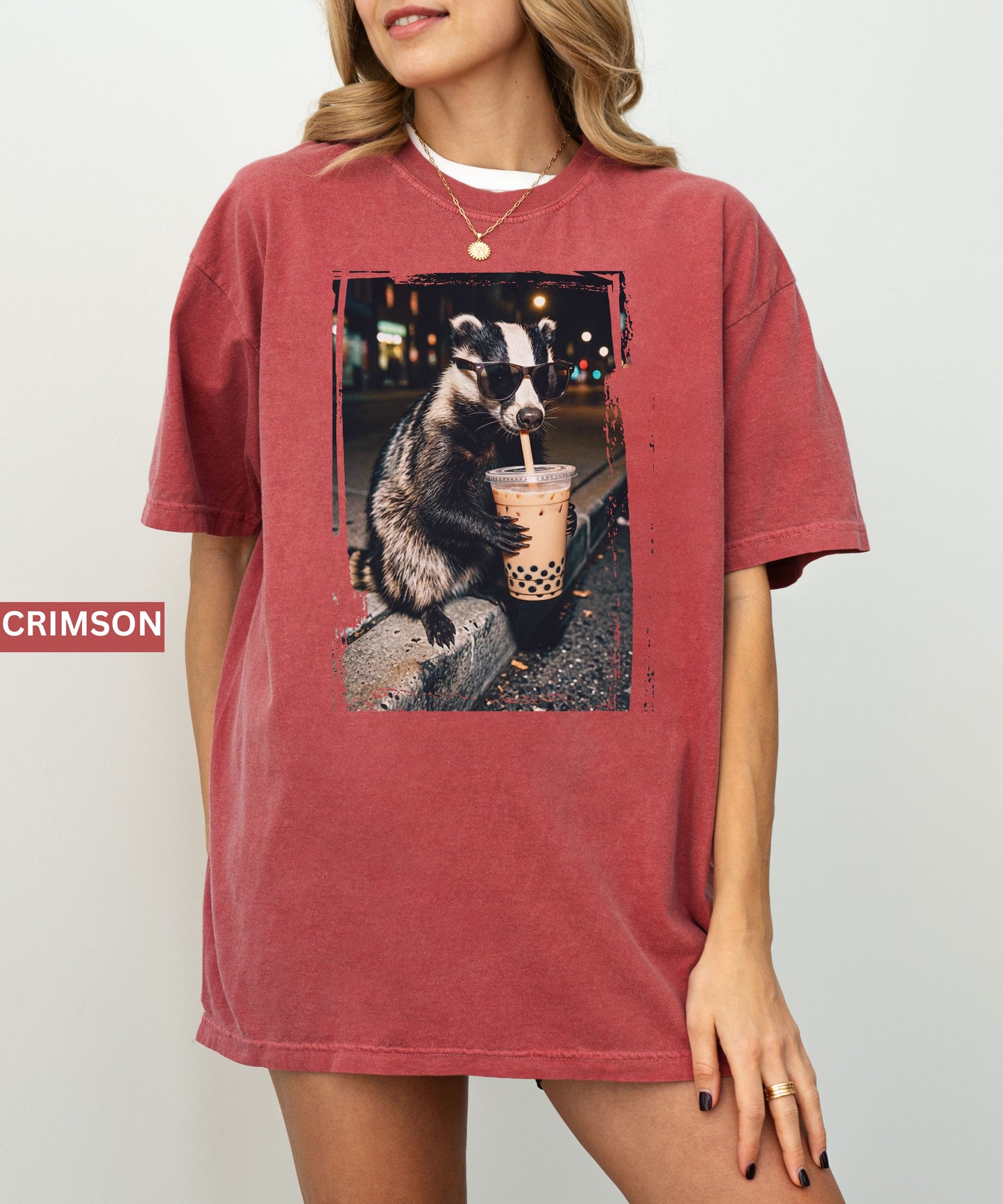 Cool Raccoon Drinking Boba T-Shirt