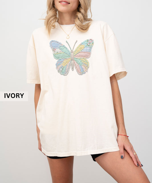 Faux Patchwork Butterfly T-Shirt