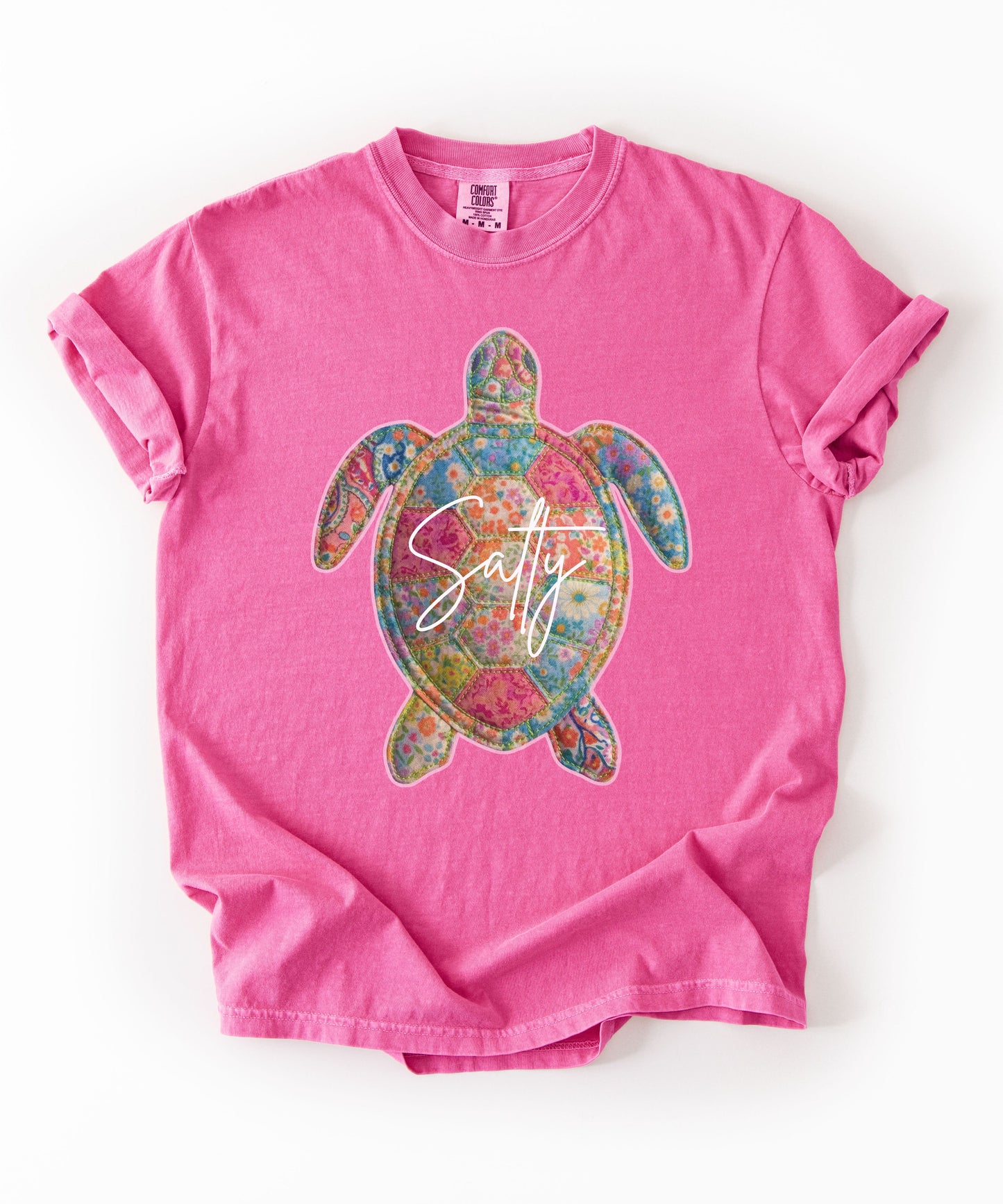 Salty Sea Turtle T-Shirt Faux Patchwork
