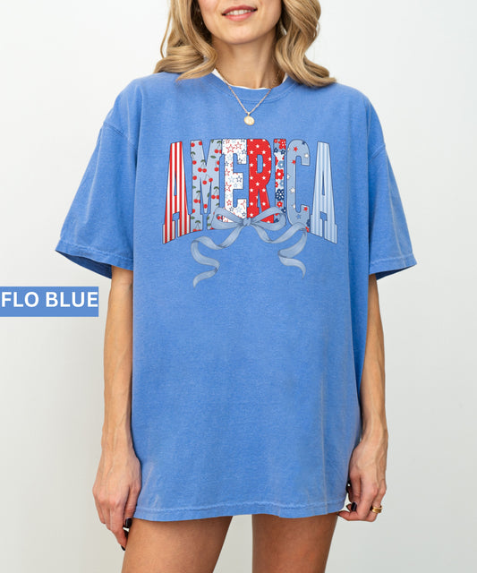America Comfort Colors 1717 T-Shirt in flo blue โ Garment-Dyed Unisex Tee