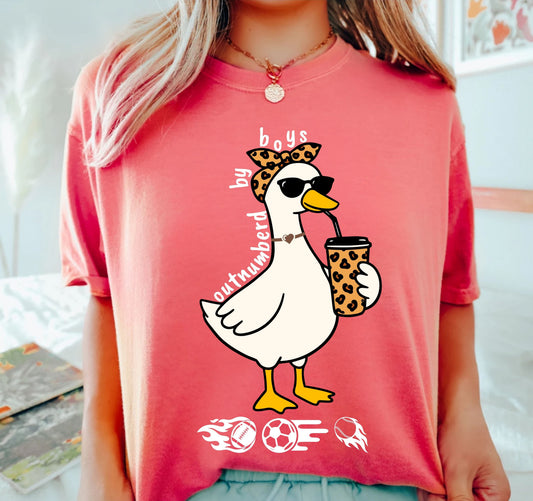 Comfort Colors funny boy mom goose shirt in watermelon — garment dyed graphic tee