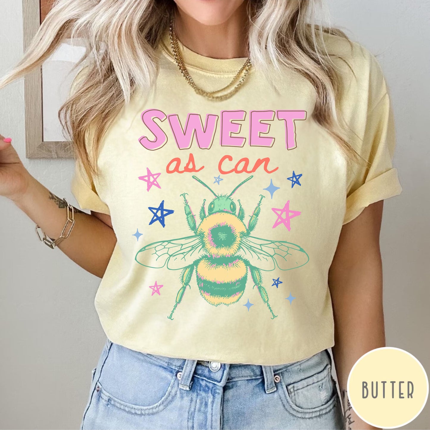 Sweet As Can Bee T-Shirt in Butter color – garment-dyed heavyweight graphic tee