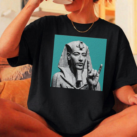 Egyptian Pharaoh Graphic T-Shirt in Black — vintage ancient Egypt statue print, garment-dyed Comfort Colors 1717