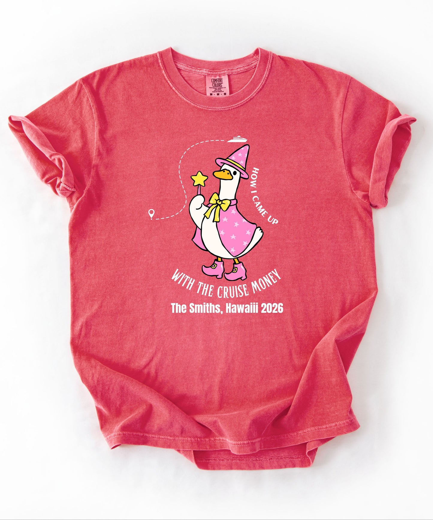 Silly Goose Cruise Money T-Shirt in Watermelon — funny cruise graphic tee, garment-dyed Comfort Colors 1717