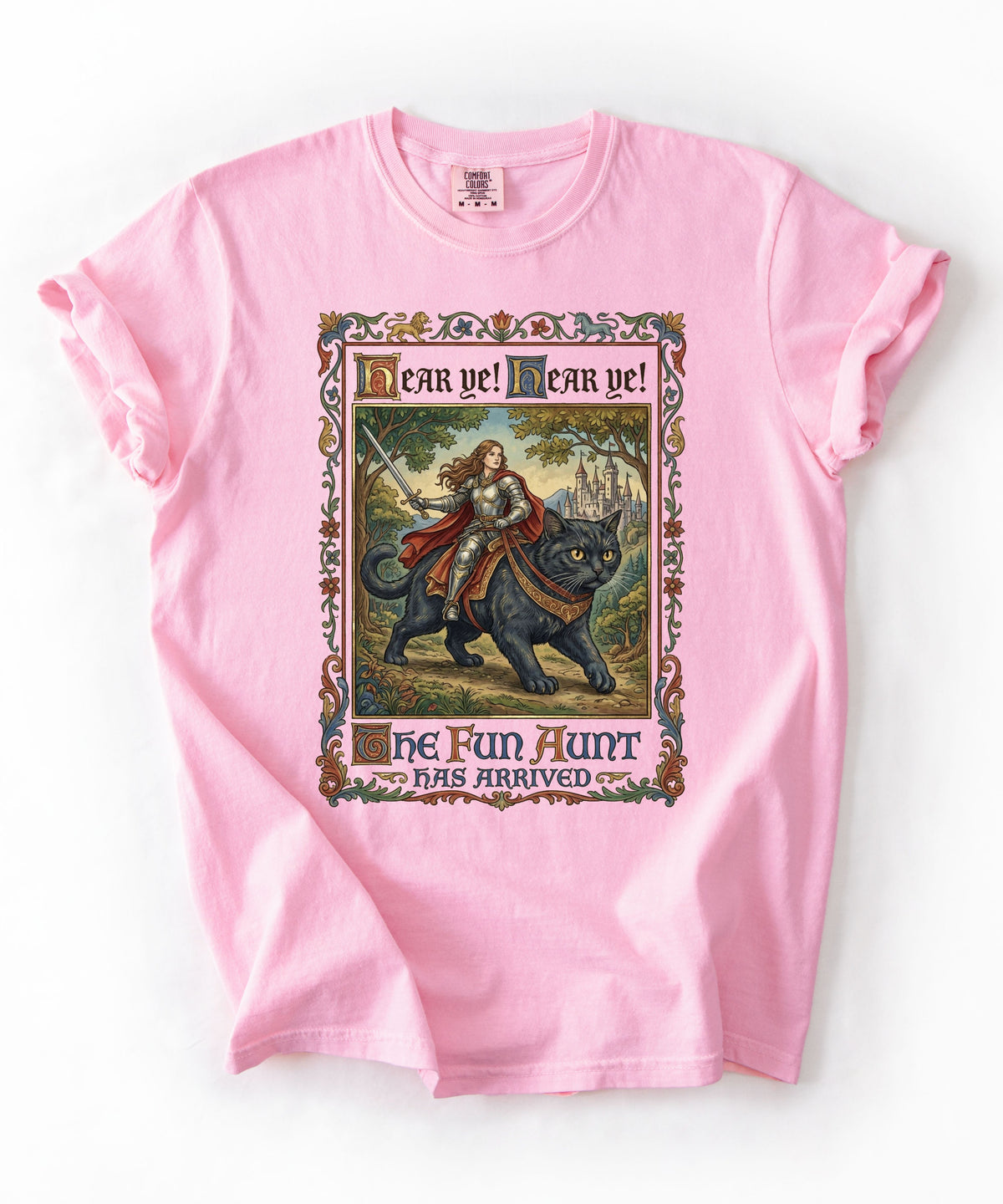 The Fun Aunt Has Arrived graphic tee in Blossom — heavyweight garment-dyed vintage storybook shirt