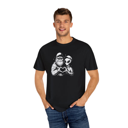 Bigfoot and Alien Heart T-shirt
