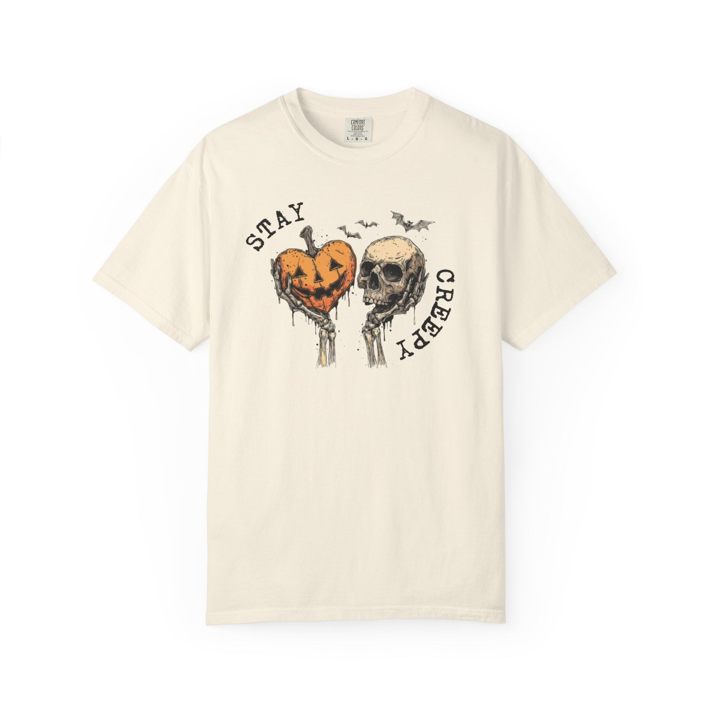 Stay Creepy Skull & Jack-O'-Lantern T-Shirt – Ivory
