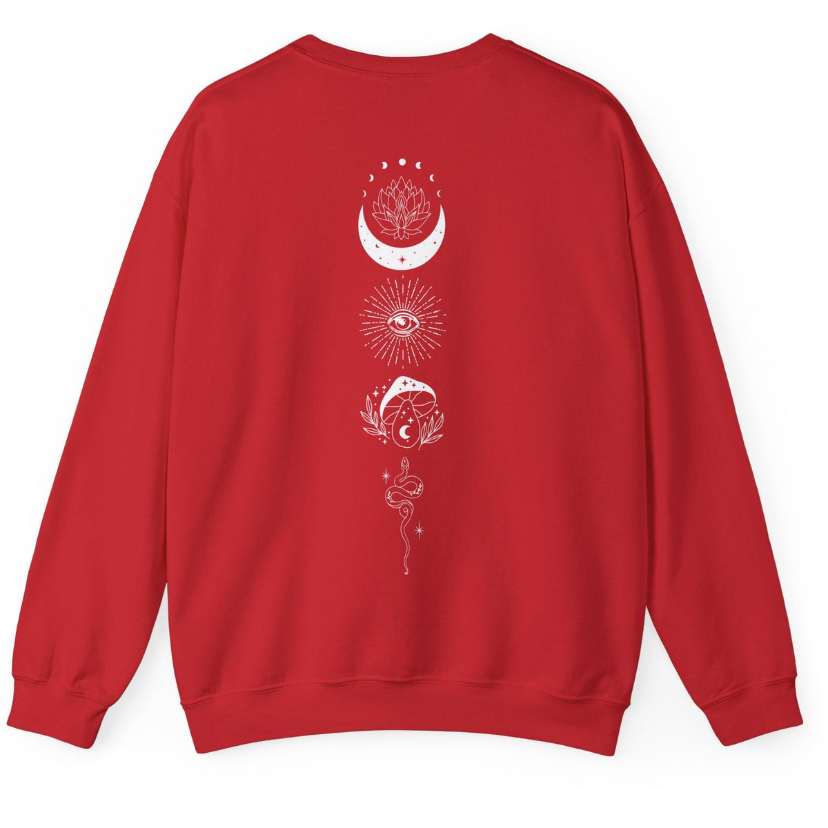 Girls Will Be Girls witch coven campfire crewneck sweatshirt in RED — feminist Halloween graphic sweatshirt