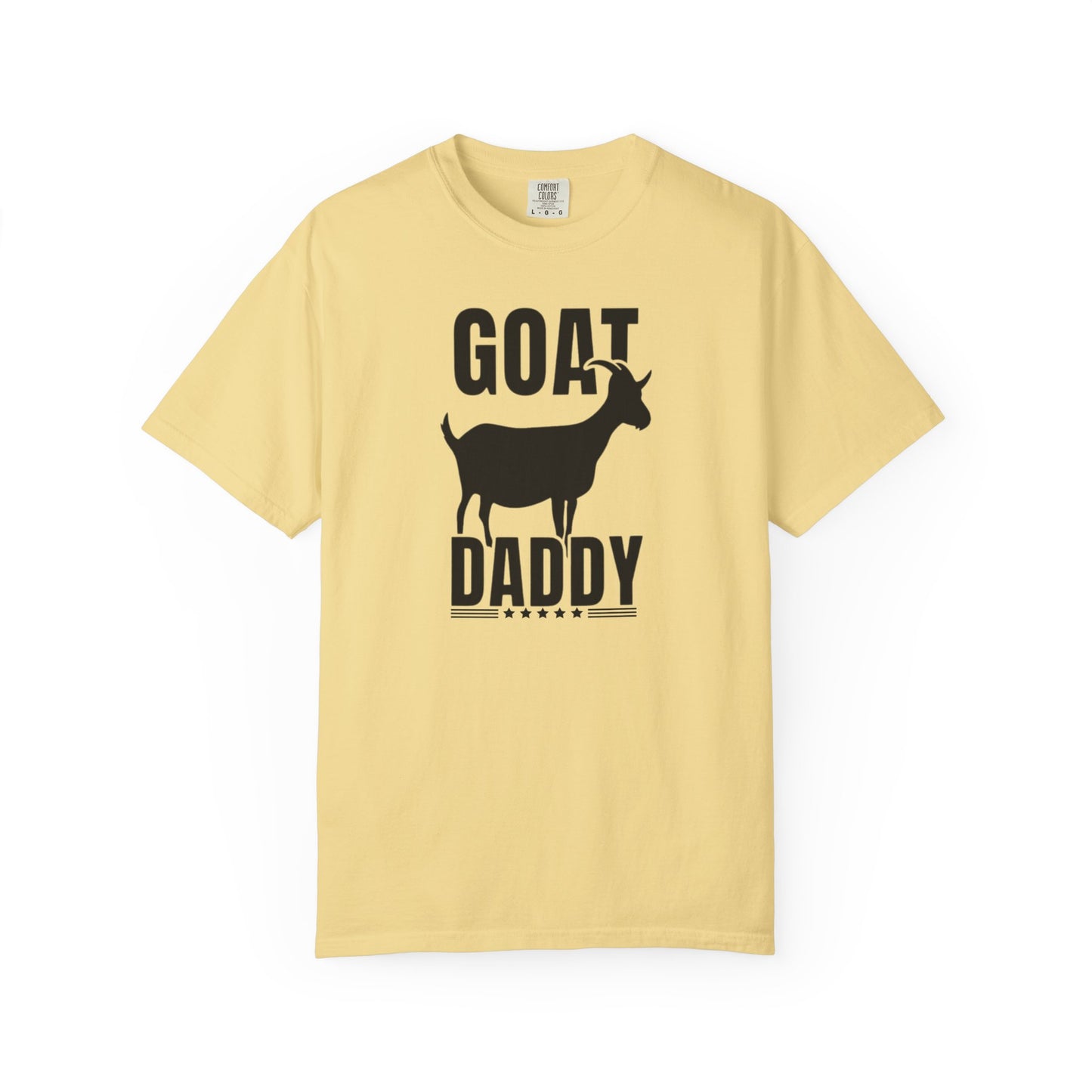 GOAT Daddy funny goat dad graphic tee in Butter — Comfort Colors garment-dyed Father's Day shirt