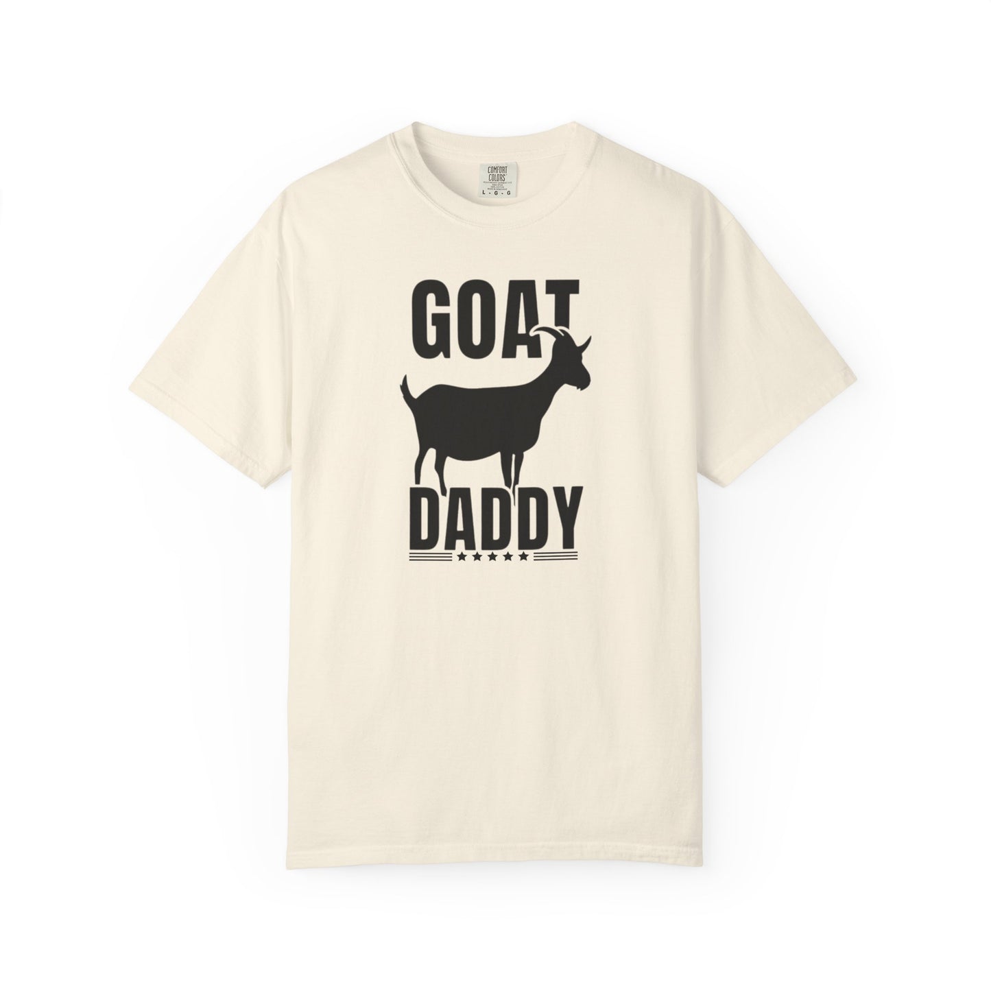 GOAT Daddy funny goat dad graphic tee in Ivory— Comfort Colors garment-dyed Father's Day shirt