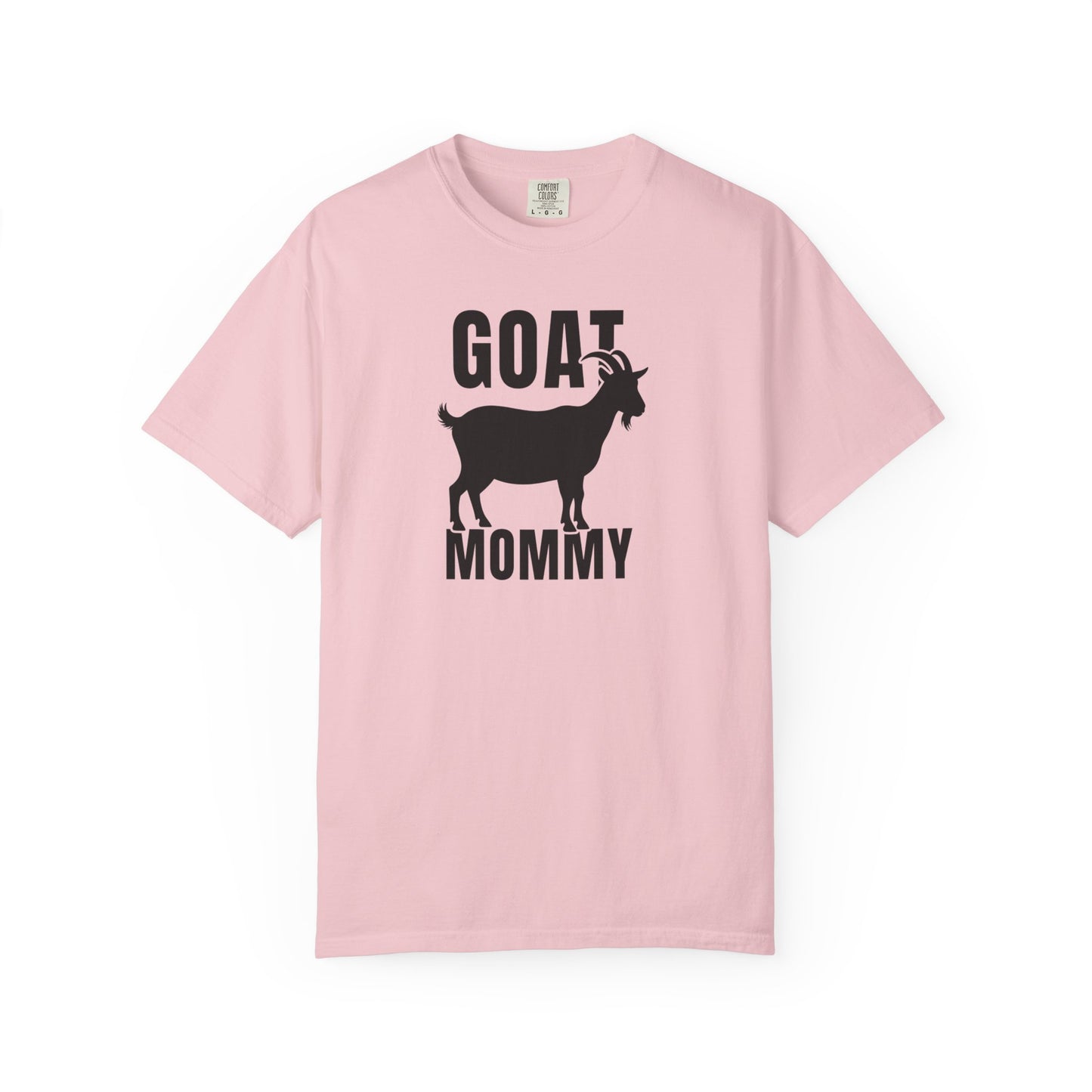 Goat Mommy funny goat mom graphic tee in Blossom — Comfort Colors garment-dyed farm mom shirt