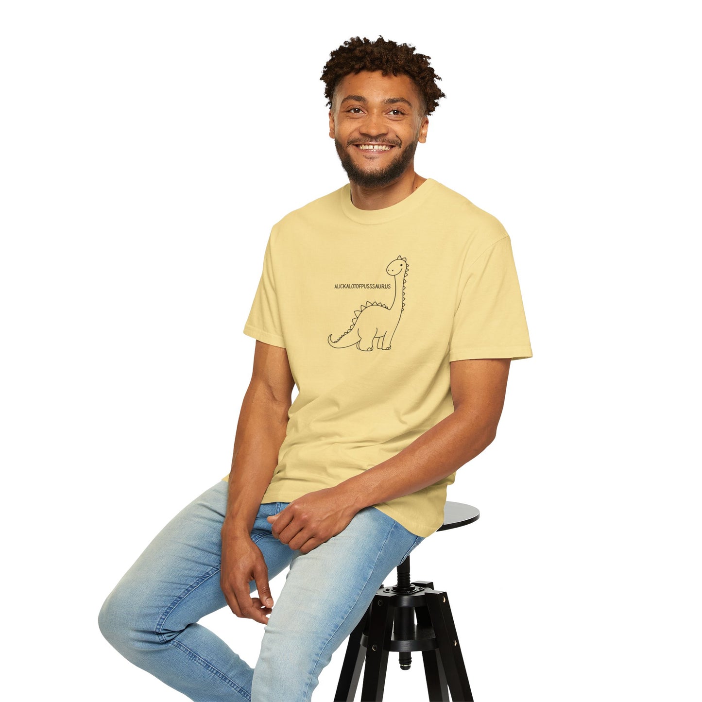 Comfort Colors Cute Brontosaurus Adult Doodle T-Shirt