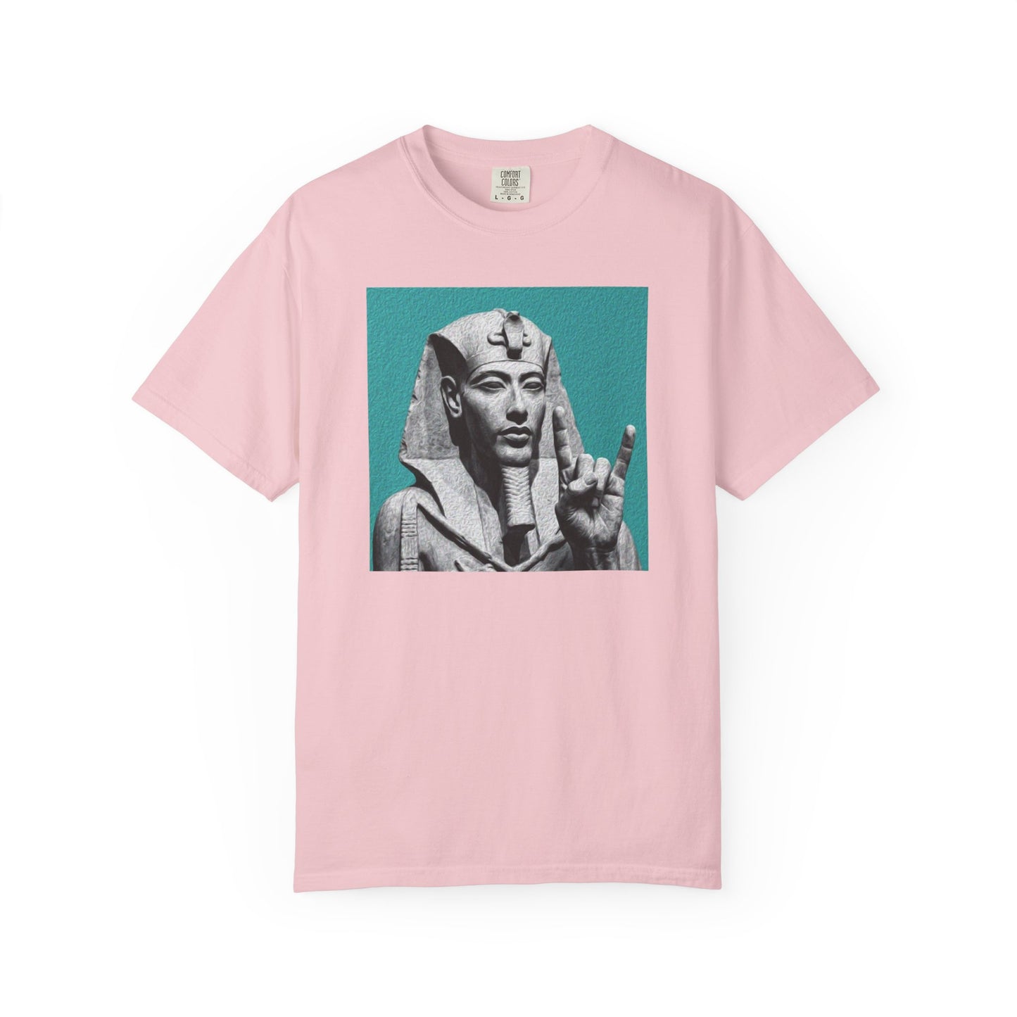 Egyptian Pharaoh Graphic T-Shirt in Blossom — vintage Egyptian statue graphic, garment-dyed heavyweight cotton tee
