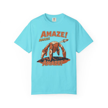 Amaze Rocky Comfort Colors Shirt in Lagoon Blue – sci-fi graphic tee, soft garment-dyed unisex fit