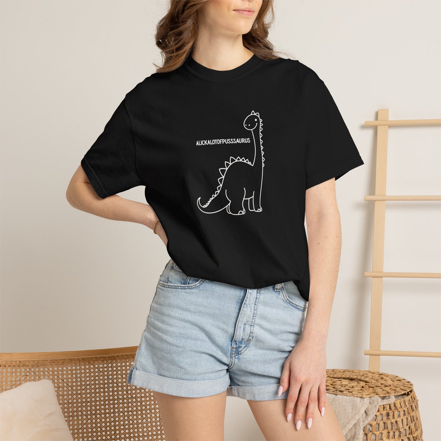 Comfort Colors Cute Brontosaurus Adult Doodle T-Shirt