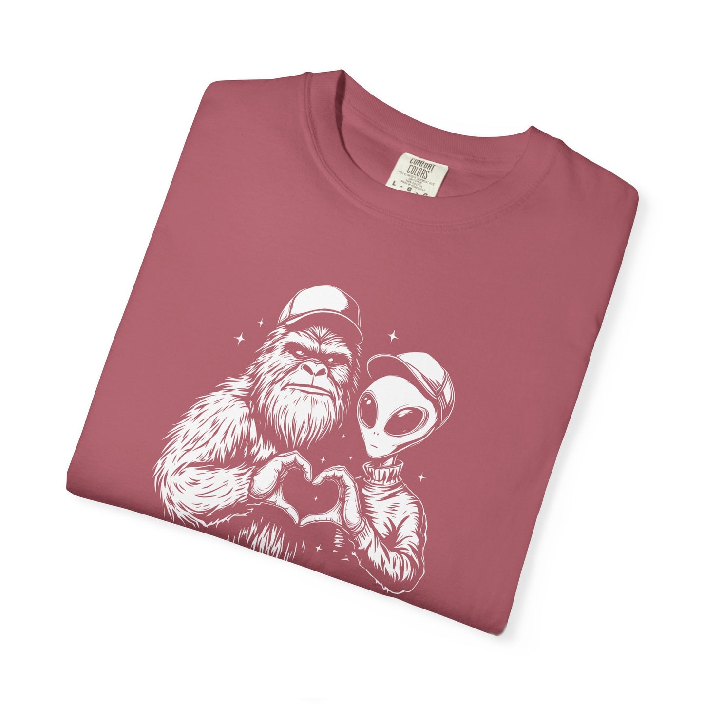 Bigfoot and Alien Heart T-shirt