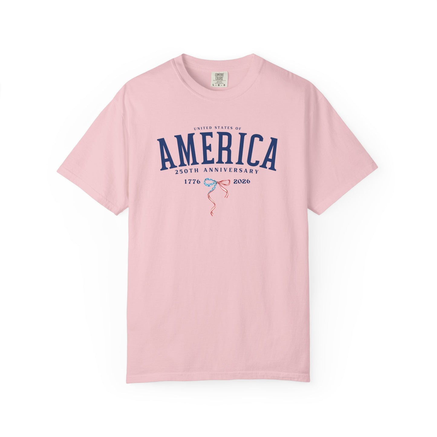 America 250th Anniversary T-Shirt in Blossom — vintage garment-dyed patriotic tee