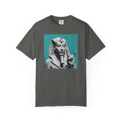 Egyptian Pharaoh Graphic T-Shirt in Pepper — vintage Egyptian statue graphic, garment-dyed heavyweight cotton tee
