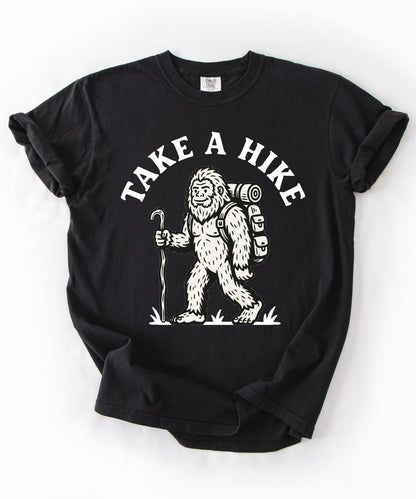 Take a Hike T-Shirt — Funny Hiking Bigfoot Graphic Tee for Outdoors Lovers