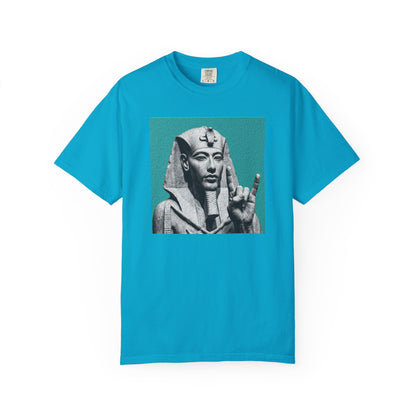 Egyptian Pharaoh Graphic T-Shirt in Sapphire — vintage Egyptian statue graphic, garment-dyed heavyweight cotton tee
