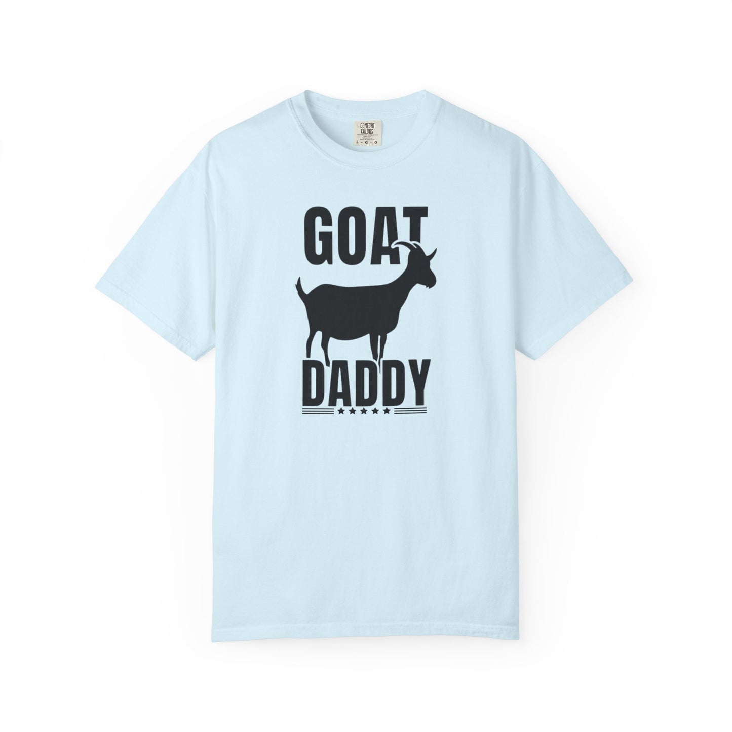 GOAT Daddy funny goat dad graphic tee in Chambray — Comfort Colors garment-dyed Father's Day shirt