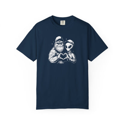 Bigfoot and Alien Heart T-shirt