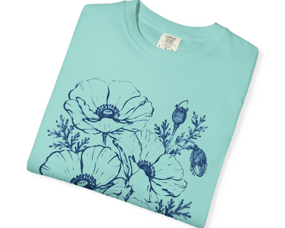 Floral Poppy Sketch T-Shirt — Vintage Botanical Tee