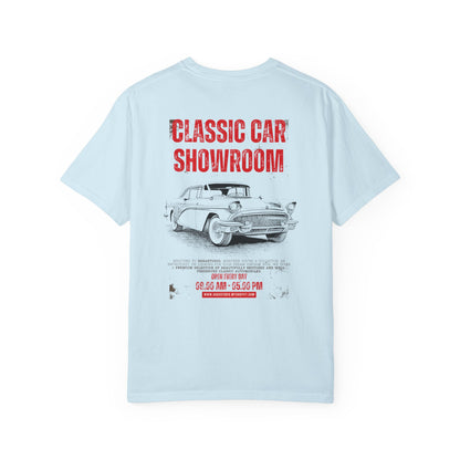 Classic Car Showroom Graphic T-Shirt — 'Old Boy Toy' Vintage Car Tee