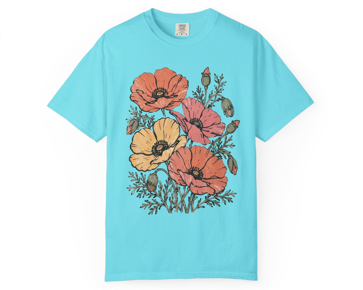 Floral Poppy Bouquet T-Shirt — Vintage Wildflower Graphic Tee