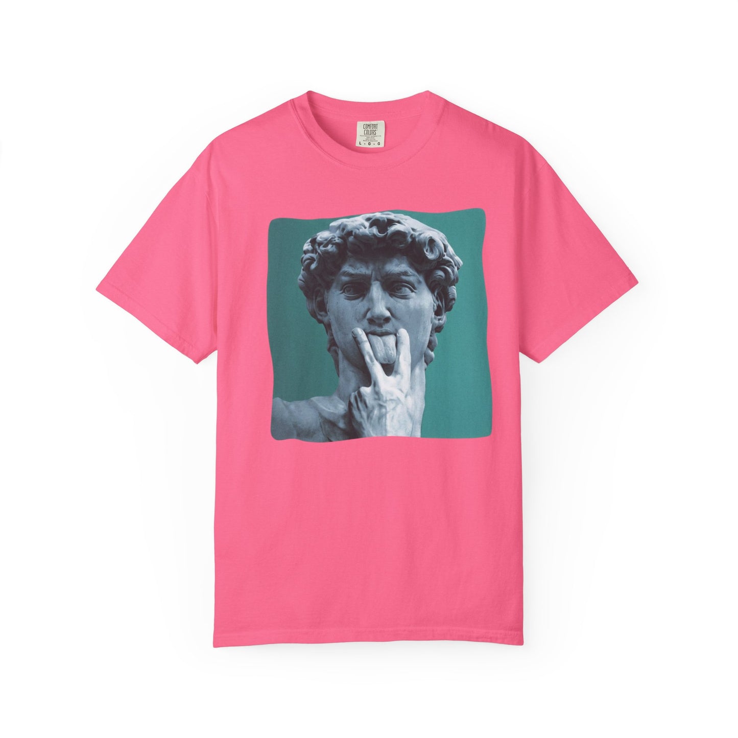 Statue of David Pop Art t-shirt in crunchberry— heavyweight garment-dyed cotton tee
