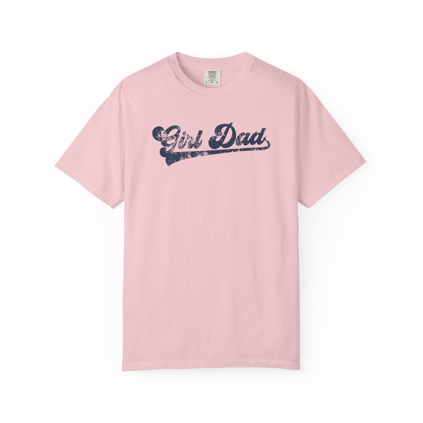 blossom t-shirt with 'Girl Dad' text on a white background