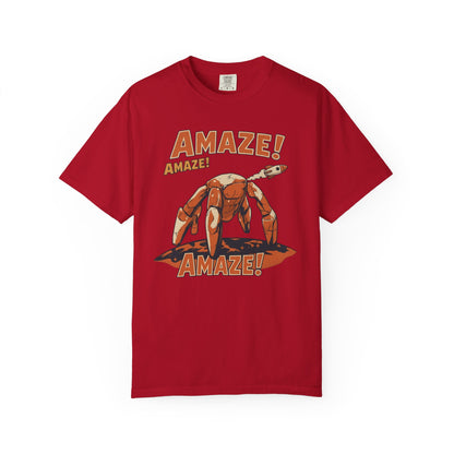 Amaze Rocky Comfort Colors Shirt in Red – sci-fi graphic tee, soft garment-dyed unisex fit