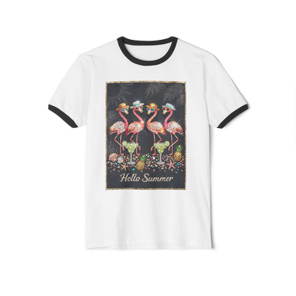 Hello Summer Flamingo Ringer T-Shirt