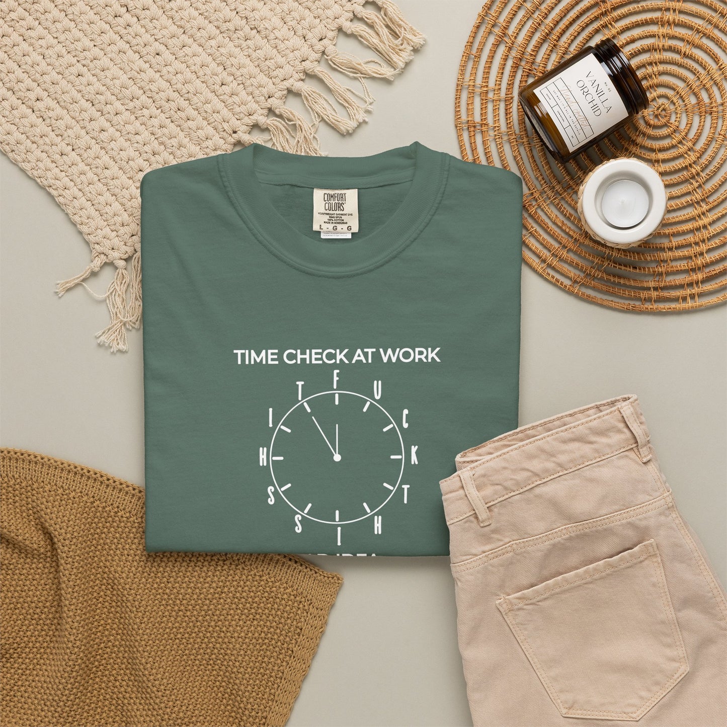 Time Check at Work Funny Graphic Tee – Blue Spruce