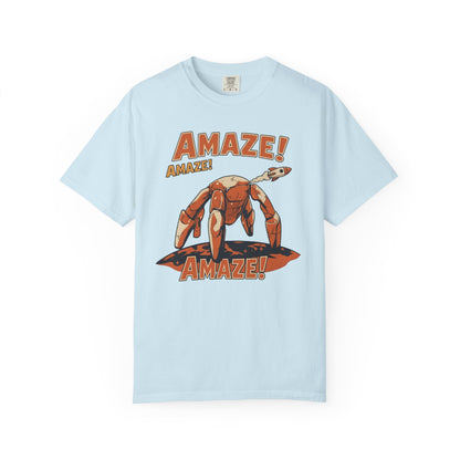 Amaze Rocky Comfort Colors Shirt in Chambray – sci-fi graphic tee, soft garment-dyed unisex fit