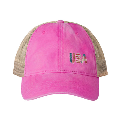 Women's patriotic Washed Mesh-Back Cap
