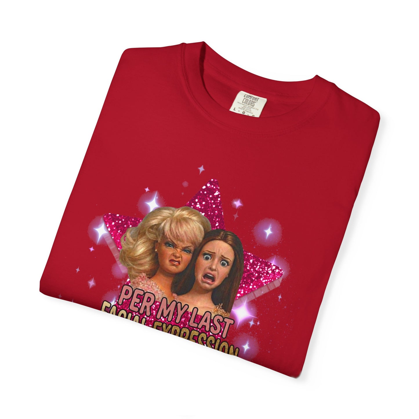Per My Last Facial Expression vintage doll tee in Red — sarcastic funny graphic shirt