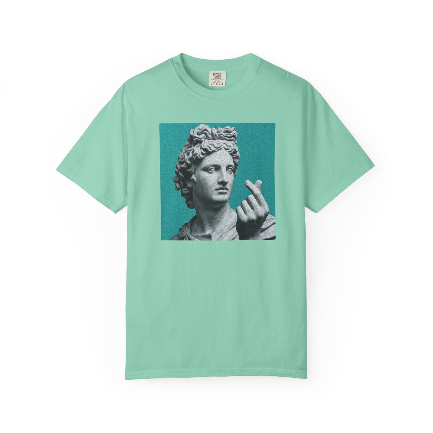 Statue Heart Gesture T-Shirt in Island Reef — marble statue heart gesture graphic, vintage art garment-dyed tee