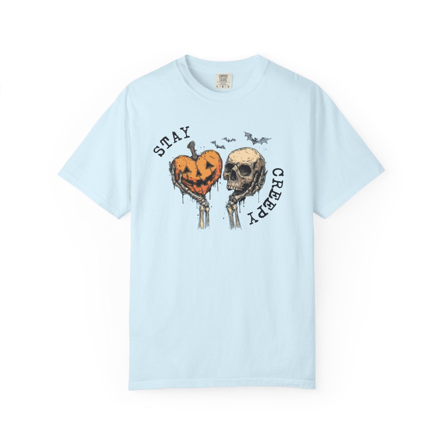 Stay Creepy Skull & Jack-O'-Lantern T-Shirt – Chambray
