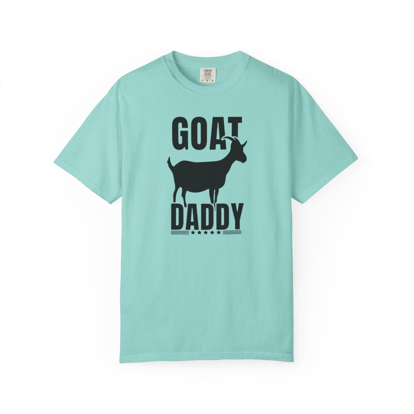 GOAT Daddy funny goat dad graphic tee in Chalky Mint — Comfort Colors garment-dyed Father's Day shirt