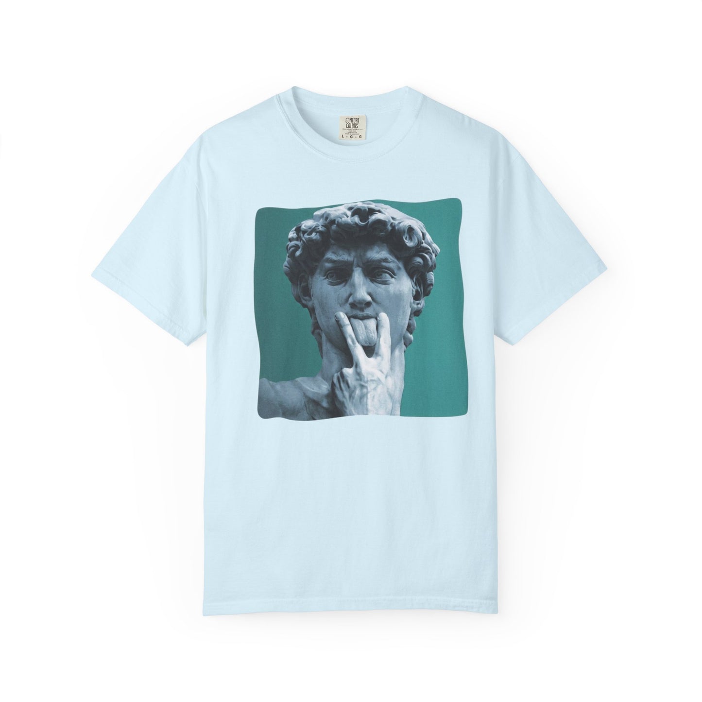 Statue of David Pop Art t-shirt in chambray — heavyweight garment-dyed cotton tee

