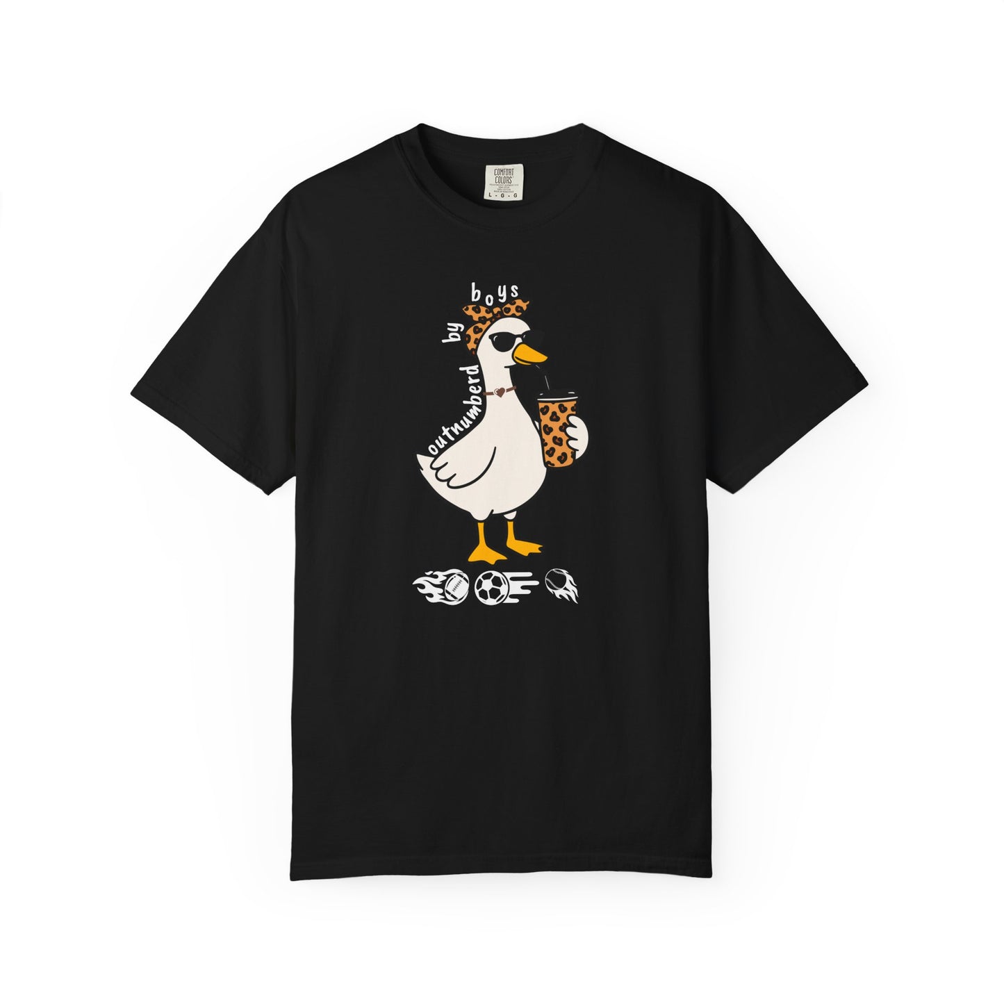 Comfort Colors funny boy mom goose shirt in black — garment dyed graphic tee
