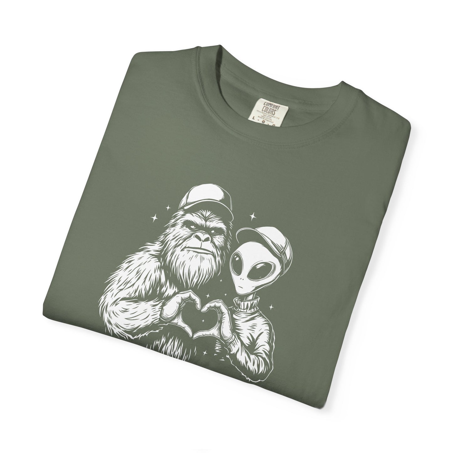 Bigfoot and Alien Heart T-shirt