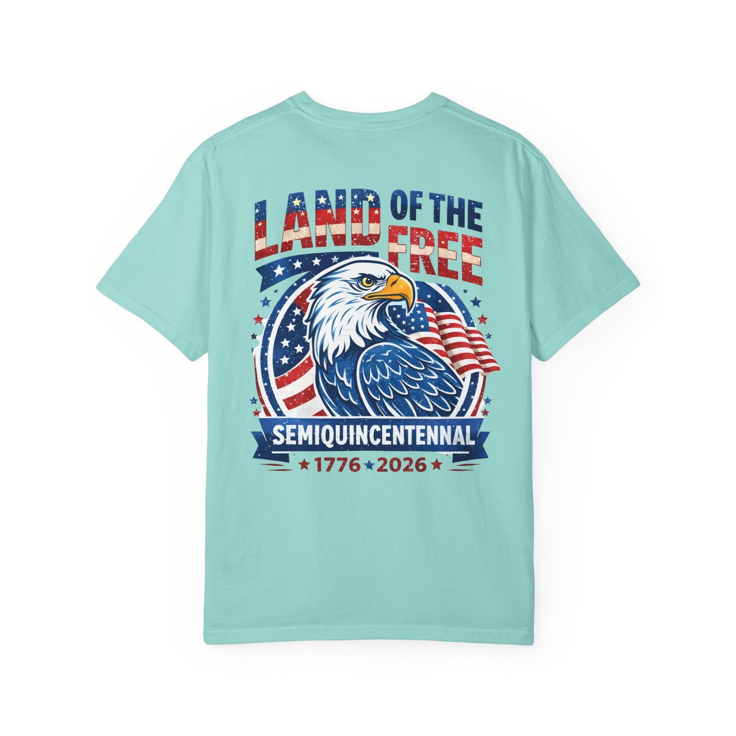 chalky mint
 t-shirt with an eagle graphic and text on a white background