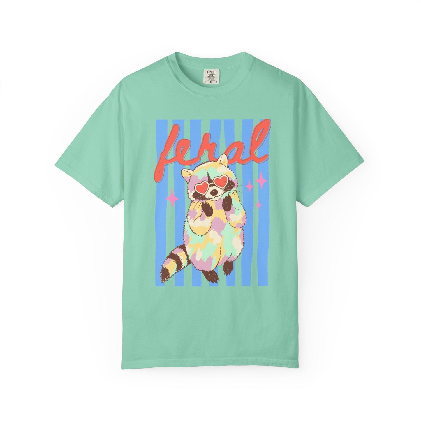 Raccoon Vibes T-Shirt in Island Reef – garment-dyed pastel graphic tee