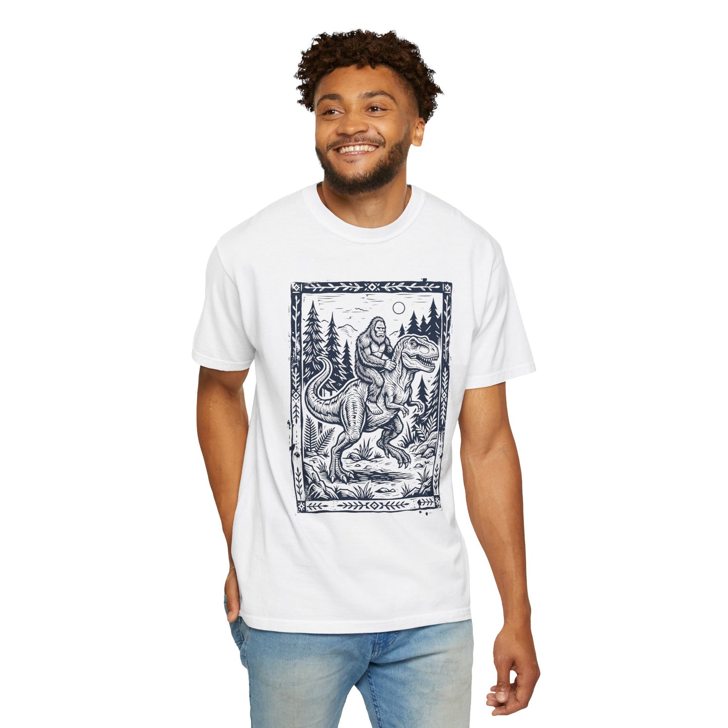 Bigfoot Riding T‑Rex Comfort Colors T‑Shirt