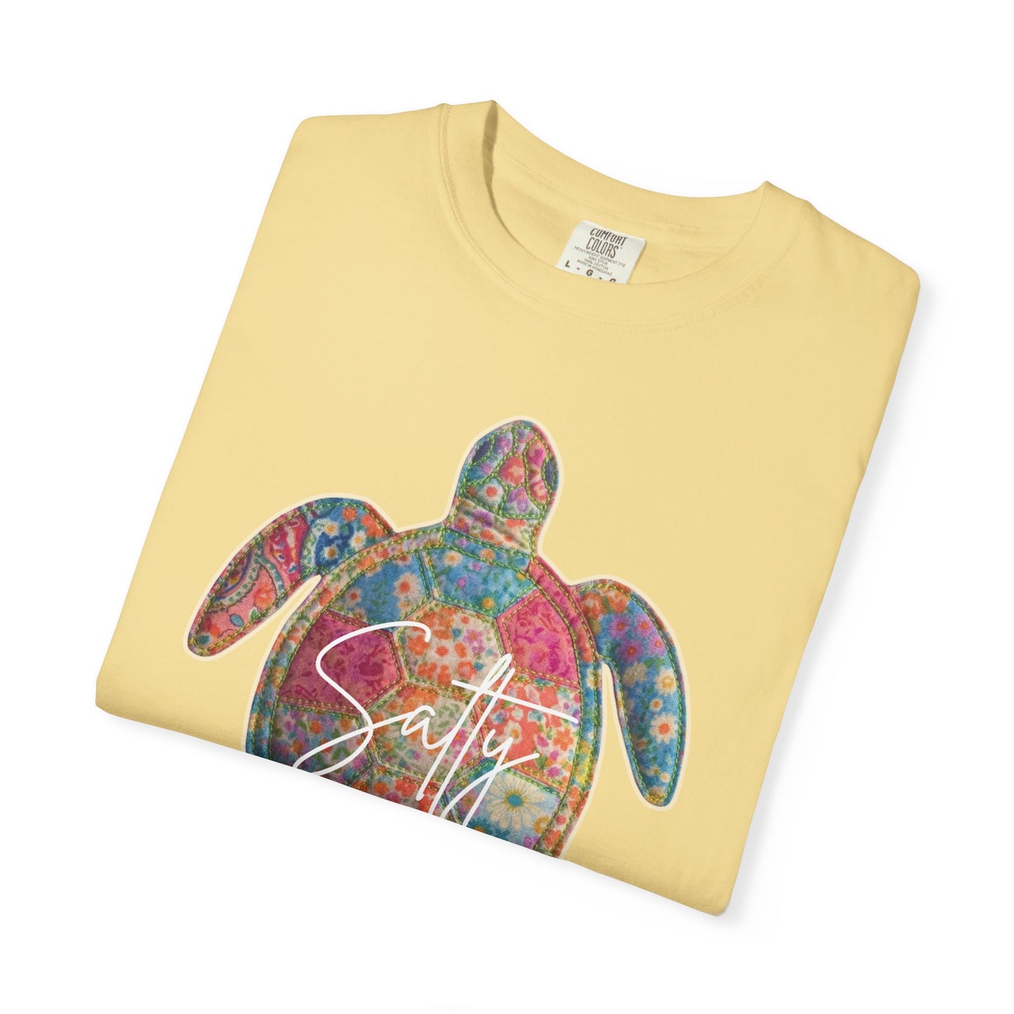 Salty Sea Turtle T-Shirt Faux Patchwork